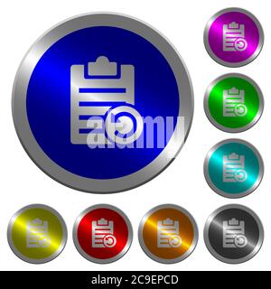 Undo note changes icons on round luminous coin-like color steel buttons Stock Vector