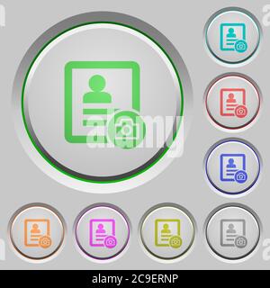 Contact profile picture color icons on sunk push buttons Stock Vector