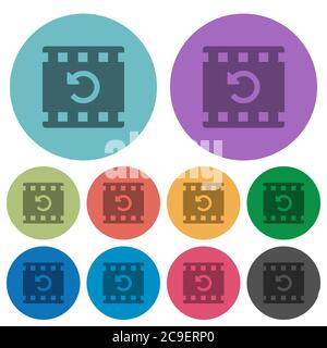 Undo movie changes darker flat icons on color round background Stock Vector