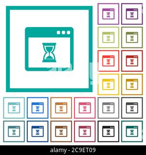Waiting application flat color icons with quadrant frames on white background Stock Vector