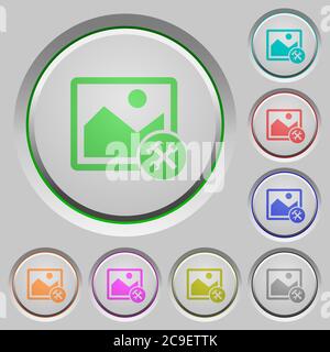 Image tools color icons on sunk push buttons Stock Vector