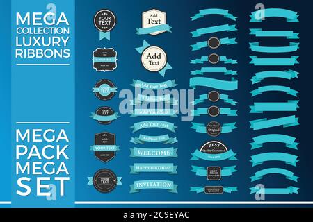 Beautiful Ribbons, Tags and Bows Collection Set Vector Design Eps 10 ...