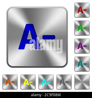Decrease font size engraved icons on rounded square glossy steel buttons Stock Vector