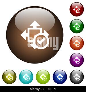 Accept size white icons on round color glass buttons Stock Vector