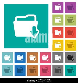 Download folder multi colored flat icons on plain square backgrounds. Included white and darker icon variations for hover or active effects. Stock Vector