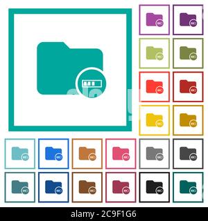 Directory processing flat color icons with quadrant frames on white background Stock Vector