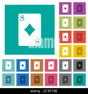 Eight of diamonds round flat multi colored icons multi colored flat icons on plain square backgrounds. Included white and darker icon variations for h Stock Vector