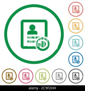 Undo contact changes flat color icons in round outlines on white background Stock Vector
