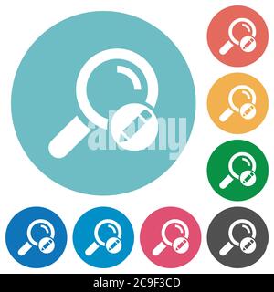 Edit search terms flat white icons on round color backgrounds Stock Vector
