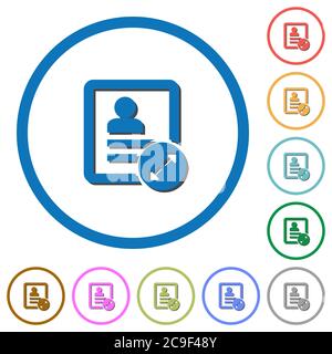 Extend contact flat color vector icons with shadows in round outlines on white background Stock Vector