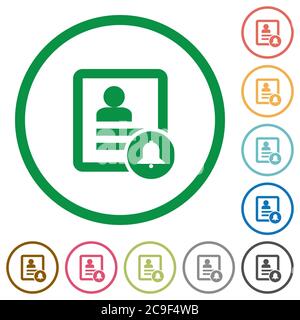Contact notifications flat color icons in round outlines on white background Stock Vector