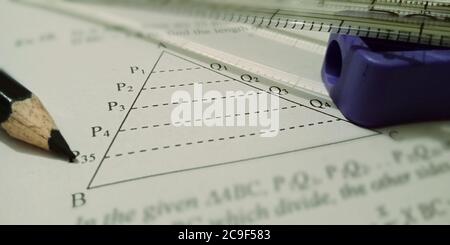 trigonometry formula maths educational text displayed on paper in english language on numerical format background. Stock Photo