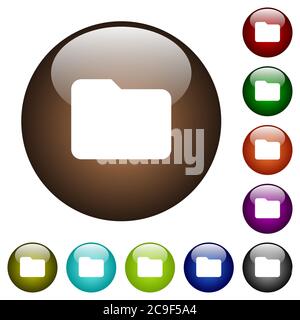 Single folder white icons on round color glass buttons Stock Vector