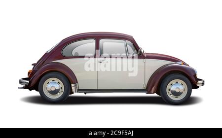 Classic German popular car side view isolated on white Stock Photo