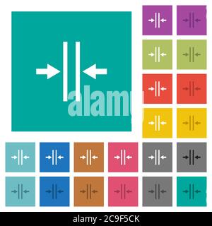 Adjust text column gutter multi colored flat icons on plain square backgrounds. Included white and darker icon variations for hover or active effects. Stock Vector