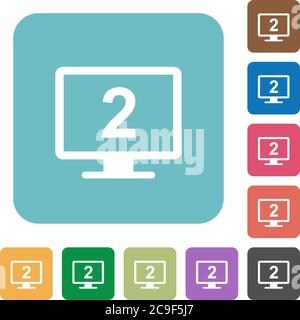 Secondary display white flat icons on color rounded square backgrounds Stock Vector