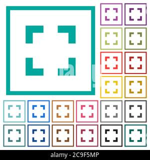 Selector tool flat color icons with quadrant frames on white background Stock Vector