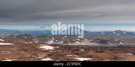 Kamchatka the land of volcanoes, view from volcano Gorely Stock Photo