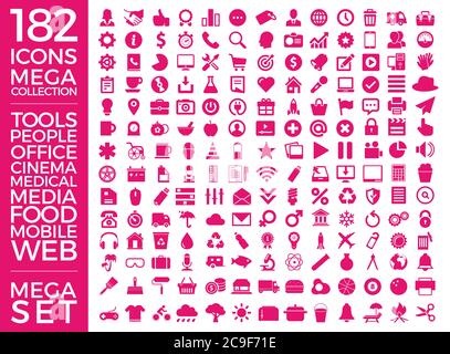 Set Of Icons, Quality Universal Pack, Big Icon Collection Vector Design Eps 10 Stock Vector