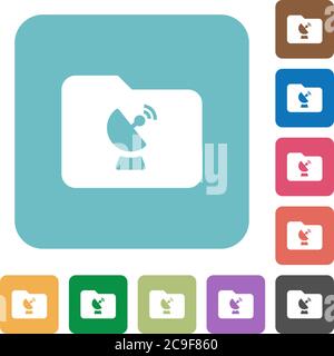 Remote folder white flat icons on color rounded square backgrounds Stock Vector