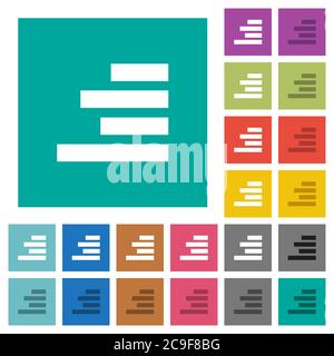 Text align right multi colored flat icons on plain square backgrounds. Included white and darker icon variations for hover or active effects. Stock Vector