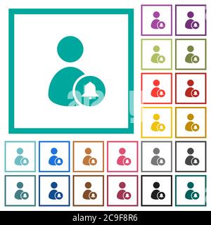 Notify user flat color icons with quadrant frames on white background Stock Vector