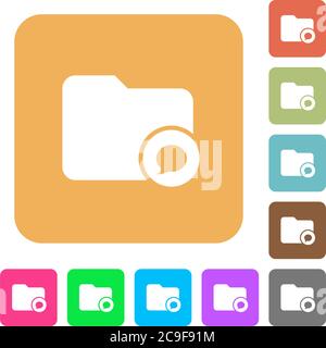 Directory notifications flat icons on rounded square vivid color backgrounds. Stock Vector