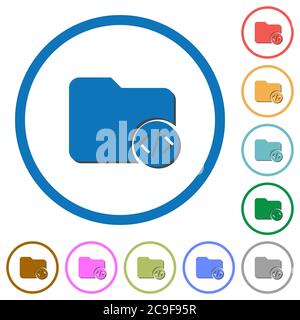 Source code directory flat color vector icons with shadows in round outlines on white background Stock Vector