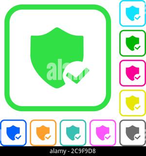 Protection ok vivid colored flat icons in curved borders on white background Stock Vector