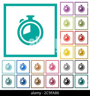Timer flat color icons with quadrant frames on white background Stock Vector