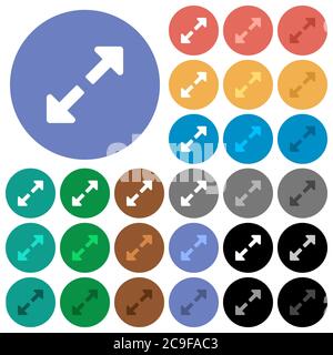 Resize full multi colored flat icons on round backgrounds. Included white, light and dark icon variations for hover and active status effects, and bon Stock Vector