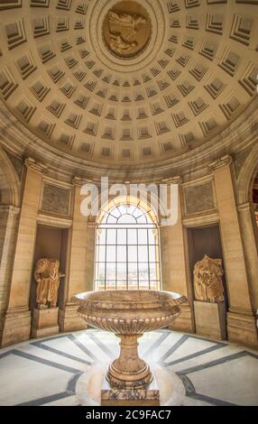 The Vatican Museums are an immense collection of artifacts, frescoes, paintings and sculptures amassed by the Catholic Church throughout the centuries Stock Photo