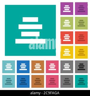 Text align center multi colored flat icons on plain square backgrounds. Included white and darker icon variations for hover or active effects. Stock Vector