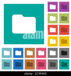 Single folder multi colored flat icons on plain square backgrounds. Included white and darker icon variations for hover or active effects. Stock Vector