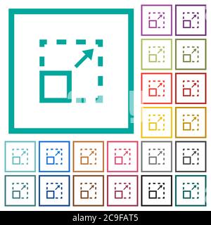 Maximize element flat color icons with quadrant frames on white background Stock Vector