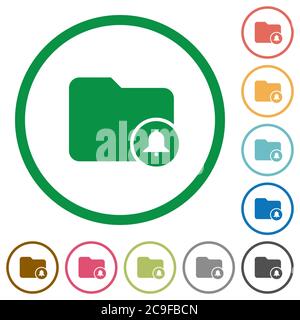 Directory alerts flat color icons in round outlines on white background Stock Vector