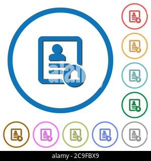 Contact notifications flat color vector icons with shadows in round outlines on white background Stock Vector