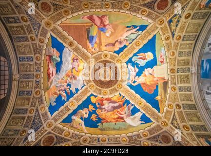 The Raphael Rooms are probably the most famous frescoes of the Vatican Museum, and one the amazing works of this immense collection Stock Photo