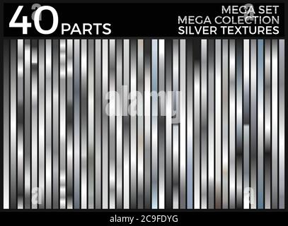 Vector Set of Silver Gradients, Silver Squares Collection, Textures Group Eps 10 Stock Vector