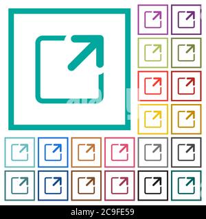 Maximize window flat color icons with quadrant frames on white background Stock Vector