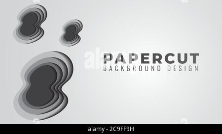 Monochrome Papercut Layers Vector Illustration. Abstract Background Design Template. Gray Color Theme. Simple and Clean Design Style Stock Vector