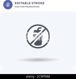 No Drinks icon vector, filled flat sign, solid pictogram isolated on white, logo illustration. No Drinks icon for presentation. Stock Vector