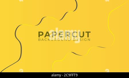 Colorful 3D Papercut Layers Vector Illustration. Bright Abstract Background Design Template. Yellow Orange Color Theme. Clean and Simple Design Style Stock Vector