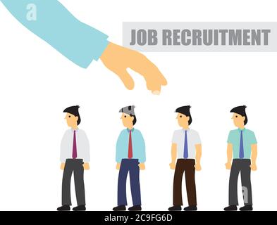 Employer recruits and selects staff. Concept of people recruitment or headhunting. Flat cartoon isolated illustration. Stock Vector