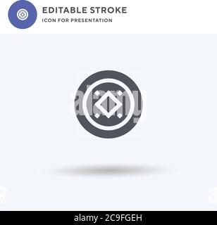 Chinese Coin icon vector, filled flat sign, solid pictogram isolated on white, logo illustration. Chinese Coin icon for presentation. Stock Vector