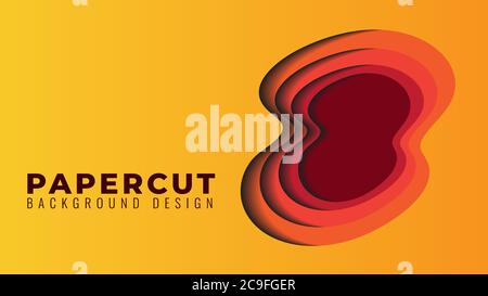 Colorful Papercut Layers Vector Illustration. Abstract Background Design Template. Yellow, Orange and Maroon Gradient Color Theme. Simple and Clean Stock Vector