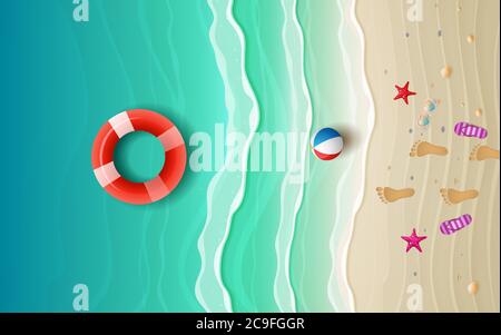 top view landscape of the beach in day time Stock Vector