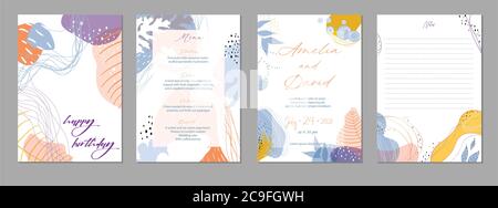 Set of abstract creative universal artistic templates. Good for poster, card, invitation, flyer, cover, banner, placard, brochure and other graphic de Stock Vector
