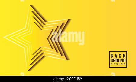 Colorful 3D Star Papercut Layers Vector Illustration. Abstract Background Design Template. Bright Yellow Color Theme. Clean and Simple Design Style Stock Vector