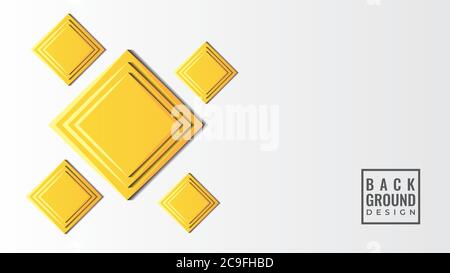 Colorful 3D Square Papercut Layers Vector Illustration. Abstract Background Design Template. Yellow, Gold and Gray Color Theme. Simple and Clean Stock Vector